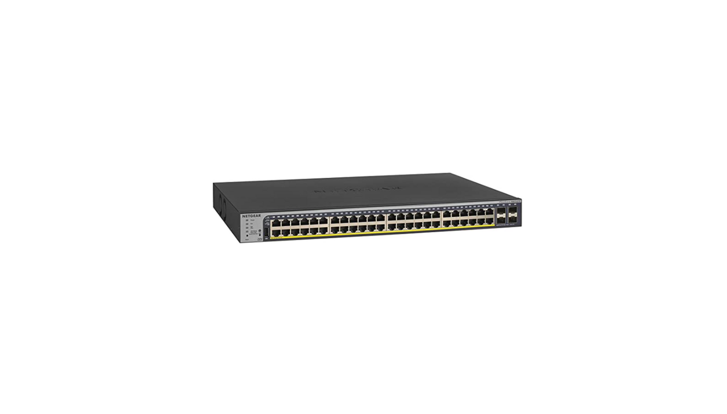 NETGEAR 52-Port Gigabit Ethernet Smart Managed Pro PoE Switch (GS752TP) - with 48 x PoE+ @ 380W, 4 x 1G SFP. Desktop/Rackmount