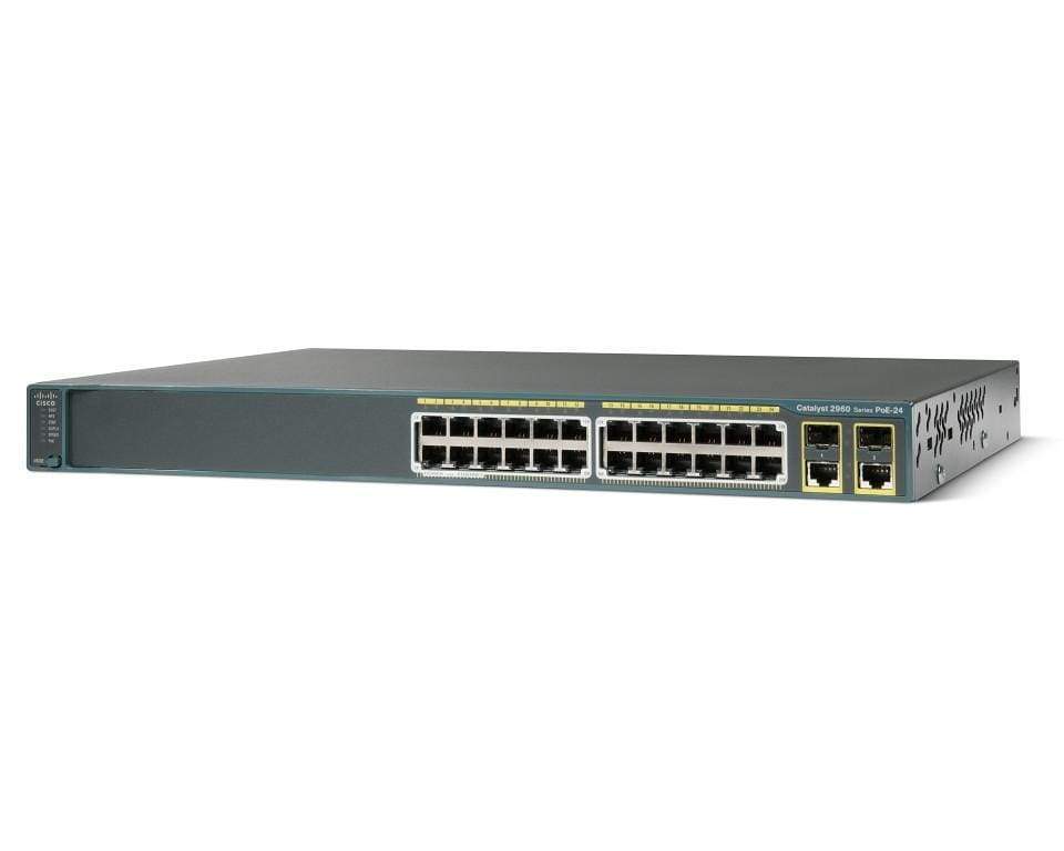 Cisco Catalyst 2960 24 Port 10/100 POE + 2 T/SFP Image Switch - WS-C2960-24PC-L