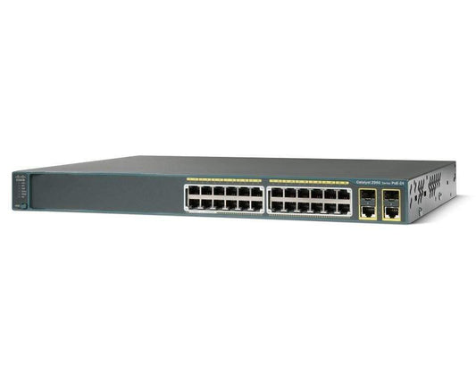 Cisco Catalyst 2960 24 Port 10/100 POE + 2 T/SFP Image Switch - WS-C2960-24PC-S